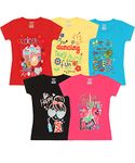 kiddeo Cotton Kids Girls T Shirts (Pack Of 5) (2-3 Years) Multicolour