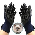 Healthman Dog Grooming Gloves - Improved Five Finger Design Rubber Dog Washing Gloves Gentle De-Shedding Brushes Mitt for Cats, Dogs & Horses Size 10 (Blue)