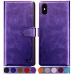 SUANPOT for iPhone XS Max 6.5" case with [Credit Card Holder][RFID Blocking],PU Leather Flip Book Protective Cover Women Men for Apple XS Max Phone case Purple