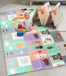 FIRSTCRY INTELLISKILLS Premium Extra Large Reversible Play Mat for Babies, Learning & Crawling Foldable Baby Mat for Floor, 6.5x4.5 ft, 0.6cm Thick, (Animal Tribe), Multicolor, 1 Count