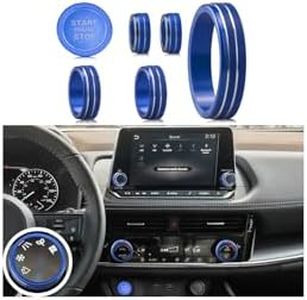 HDUFC for Nissan Rogue 2025 2024 2023 2022 2021 Air Conditioning, Volume Adjustment and 4WD Knob Cover, One-Touch Start Button Cover/Ring Accessories (Blue, 8-inch Screen)