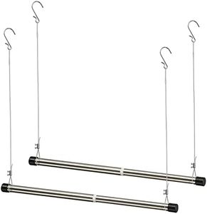 Double Closet Rods for Hanging Clothes, 15 to 39 Inch Adjustable Hanging Closet Bar - Heavy Duty Closet Poles Extender for Wardrobe Storage, Silver