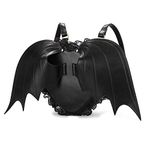 NEEVAS Fashion Girl Gothic Black Bat Heart Wings Backpack Goth Punk Lace Wing Bag, Black, 25 x 10 x 24 cm