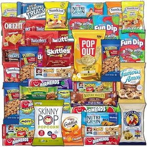 BLUE RIBBON Gift Box Care Package Variety Pack (50 Count) Ultimate Sampler Mixed Bars Cookies Chips Candy Snacks Box for Her Him Mothers Fathers Office Meetings College Students