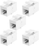 TNP RJ45 Keystone (5 Pack) - Cat6 Cat5e Cat5 Compatible 8P8C Ethernet Network Jack Insert Snap in Adapter Connector Port Inline Coupler for Wall Plate Outlet Panel (White)