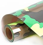 FUNKAKA Camo Army Green HTV Heat Transfer Vinyl Rolls, 12" x 9ft Camouflage Iron on Vinyl for T-Shirt, Stretchy PU HTV Vinyl for All Cutter Machines Easy to Cut & Weed for DIY Art Crafts Fabric