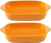 RIVAAN Ceramic Bakeware Dish: 9x5 inch Rectangular Casserole Dishes with Handles for Oven - Ideal for Lasagna, Chicken, Vegetables, Brownies (Set of 2, Yellow)