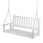 Shine Company 4216WT Maine Wood Outdoor Patio Porch Swing with Chains, White