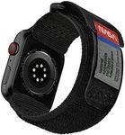 Made for Apple Watch Ultra Band, NASA Licensed Rugged Nylon Leather Sports Strap With Woven Loop Design For iWatch 49mm/46mm/45mm/44mm, Tough Tactical Replacement Band For Series 10/9/SE, Black