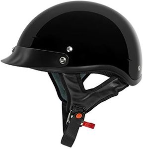 VCAN V505-24 Unisex-Adult Size Cruiser Solid Gloss Black Half Face Motorcycle Helmet (Large)