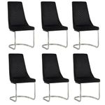 Display Guru Luxurious High Backrest, Armless Soft Velvet with Silver Chrome Metal Frame Dining Chairs, Colours available Beige, Teal, Black and Grey (6, Black)