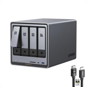 UGREEN NAS DXP4800 Pro 4-Bay Desktop Network Attached Storage, Intel Core i3-1315U 6-Core CPU, 8GB DDR5 RAM, Built-in 128GB SSD, 1x 10GbE, 1x 2.5GbE, 2X M.2 NVMe Slots, 4K HDMI (Diskless)