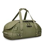 Thule Chasm 40L Duffel Bag, Durable Water-Resistant Recycled Materials, Wide Mouth Opening, Removable Backpack Straps, Zipper Pockets for Organization, Compression Straps - Olivine