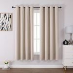 CUCRAF Blackout Curtains for Bedroom and Living Room - Beige, Thermal, Soundproof Room Dividers - 2 Panels, Eyelet, W55 x L69 Inch Drop