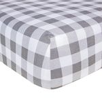 Burt's Bees Baby - Buffalo Check Fitted Crib Sheet, 100% Organic for Standard Crib and Toddler Mattresses (Fog)