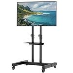 Rfiver Mobile TV Stand, Rolling TV Cart for 32-75 Inch Flat Screen/Curved TVs up to 110 Lbs, Portable TV Mount with Wheels and Height Adjustable, Outdoor Floor TV Stand for Home Office, Black