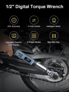 GROWNEER Digital Torque Wrench Set, 1/2'' Drive, 10-200 Nm, LED Indicator