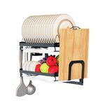 Virgorack Dish Drying Rack, Over The Wall Mounted Dish Drying Rack, Stainless Steel Dish Rack, Large Storage Drying Rack for Kitchen, Dish Drainer with Utensil Holder-2 Tier