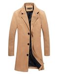 Benibos Mens Trench Coat Slim Fit Notched Collar Overcoat (S, F20 Camel)