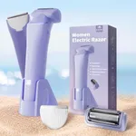 krofaue 2-in-1 Bikini Trimmer for Women - Double Blades Waterproof Womens Electric Shaver for Legs, Underarms, Bikini Line - Wet & Dry USB Rechargeable Electric Razors for Women with LED Display