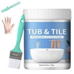 White Enamel Touch Up Paint,Bathtub and Tile Paint,Bath P/aint Gloss White,White Repair P/aint for Scratches,Waterproof Bathroom Tile Pai/nt with Brush Stirring Rods&Gloves,Ceramic Pai/nt,300g