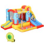 Outsunny Bouncy Castle Inflatable Bouncy Castles for Children Bounce House 3 in 1 w/Trampoline Slide Water Pool with Blower for Kids Age 3-8 Rocket Design 3.3 x 2.65 x 1.85m