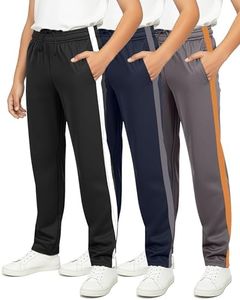 Real Essentials 3 Pack: Boys Active Tricot Sweatpants Track Pant Basketball Athletic Fashion Teen Sweat Pants Soccer Casual Girls Lounge Open Bottom Fleece Tiro Activewear Training -Set 6,XL (18-20)