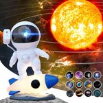 MERTTURM Astronaut Galaxy Planetarium Projector, Star Starry Sky Light Projector with HD 13 Film Discs/Timer Rocket Night Light/360°Adjustable Focus Lens, Gift for Kids/Adults/Bedroom Decor/Birthday