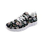 SEANATIVE Women's Athletic Walking Shoes Train Running Sneaker Lightweight Vintage Flower Print Running Shoes Size 39