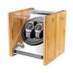 Watch Winder Box for Automatic Watches Or Rolex Couple Size Double, Craftship 100% Bamboo Wood Patent Housing Case, AC Or Battery Powered Super Quiet Japanese Motor by Watch Winder Smith