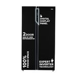 Haier 602L 3Star 2 Door Side by Side Frost Free Refrigerator|100% Convertible|Expert Inverter Technology|Digital Display Panel|Triple Twist Ice Maker|Deo Fresh Technology (HRS-682KS, Black Steel)