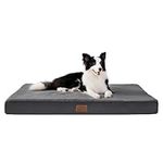 Bedsure Large Dog Bed Washable - Orthopedic Dog Bed and Mattress Mat for Dog Crate with Removable Plush Sherpa Cover, Gifts for Dog, Grey, 91x69x7.6cm