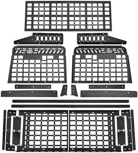 HIGH FLYING 2018-2026 for Jeep Wrangler JL 4dr Rear Window Panels Molle Cargo Rack Basket/Tailgate Foldable Cargo Shelf Aluminum, ONLY Fit Hard Top (Side+Roof+Middle Panels)
