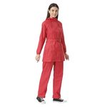 Zeel Rain Coat For Women Waterproof With Adjustable Hood,Mid Thigh Rainwear Suit With Polyester Jacket And Pants For Ladies With Belt,Az12 Red Xl