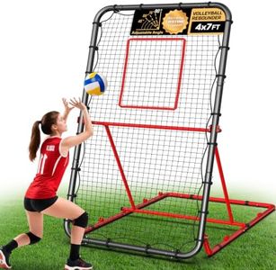 Volleyball Rebounder Net 4×7FT with Large Stability Base System and 90° Adjustable Angles, Heavy-Duty Bounce Back Training Equipment for Digging Passing Setting and Spiking, Easy Setup & Portable
