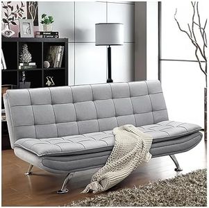 INMOZATA Fabric Sofa Bed Double 3 Seater Recliner Sofa 193cm Spring Corner Couch Lounge Sofa Bed with Chrome Legs for Living Room Bedroom Home Office Furniture Light Grey (Fabric)