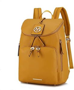 MKF Collection Backpack Purse for Women Vegan Leather Top-Handle Ladies Fashion Travel Pocketbook Bag – Daypack By Mia K, Angela Mustard, Large, Angela