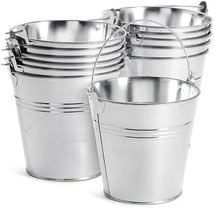 Juvale 12 Pack 4.7 in Galvanized Metal Bucket with Handle - Small Tin Buckets for Party Decoration - Tin Can - Metal Can Pail with Handle