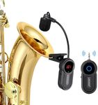 Wireless Saxophone Microphone System for Beginners: UHF Rechargeable Instruments Microphone Receiver and Transmitter - 160ft Range. Plug and Play - Clip-on Mics Suitable for Sax Trumpet, Trombone