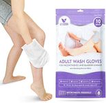 Medcosa Adult Washcloths - Unique Disposable Body Wipes Shaped Like a Glove - Unscented, Premoistened Wet Wipes - Pack of 10 Wash Cloths