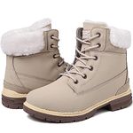 ziitop Womens Snow Boots Waterproof Winter Boots Fur Lined Warm Hiking Boots Ladies Lace Up Walking Boots Anti-Slip Lightweight Outdoor Ankle Boots