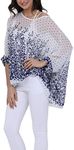 Vanbuy Women Summer Floral Printed Batwing Sleeve Top Chiffon Poncho Casual Loose Blouse Z91-4287