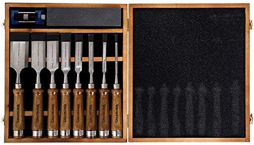 IMOTECHOM 10-Pieces Woodworking Wood Chisel Set with Wooden Box, Honing Guide, Sharpening Stone, Razor Sharp CR-V 60 Steel Blades