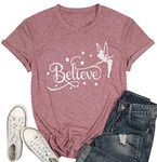 Women Funny Graphic Tees Short Sleeve Wizard Tops Cute Family Vacation T Shirt, Pink4, Medium