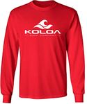 Koloa Surf. Wave Logo Long Sleeve Heavy Cotton Crew Neck T-Shirt -S- Red/w