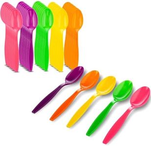 MT Products Candy Colored Medium Weight Polystyrene Plastic Tea spoons in Pink, Green, Orange, Yellow, Purple -Pack of 2000 - Colors may vary