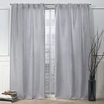 Nicole Miller Faux Linen Slub Textured Hidden Tab/Rod Pocket Top Light Filtering Curtain Panel Pair, 54"x108", Dove Grey