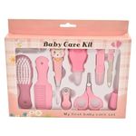 ERHETUS Portable Manicure Grooming Kit For New Born Baby|10 In 1 Healthcare Accessories Set To Keep Infants & Toddlers Clean|Perfect Nursery Gift With Nail, Hair, Ear Grooming Tools For Kids (Pink)