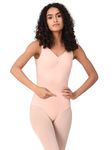 IKAANYA Women Tank Scoop Neck Leotard or Bodysuit - Ideal for Ballet, Dance, Gymnastics, Yoga or Performance (Coral Peach, Adult Medium)