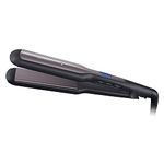 Remington Hair Straightener Advanced Ceramic coating for Sleek & smooth glide, Wide longer length 110mm floating plates, Digital display, Heat proof pouch, Up to 230°C, S5525 Black Grey